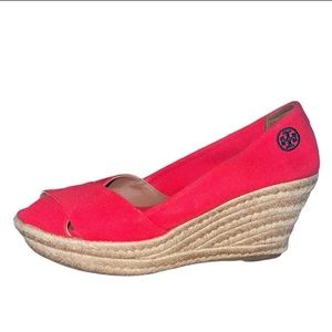 Tory Burch Filipa wedge espadrilles in Coral